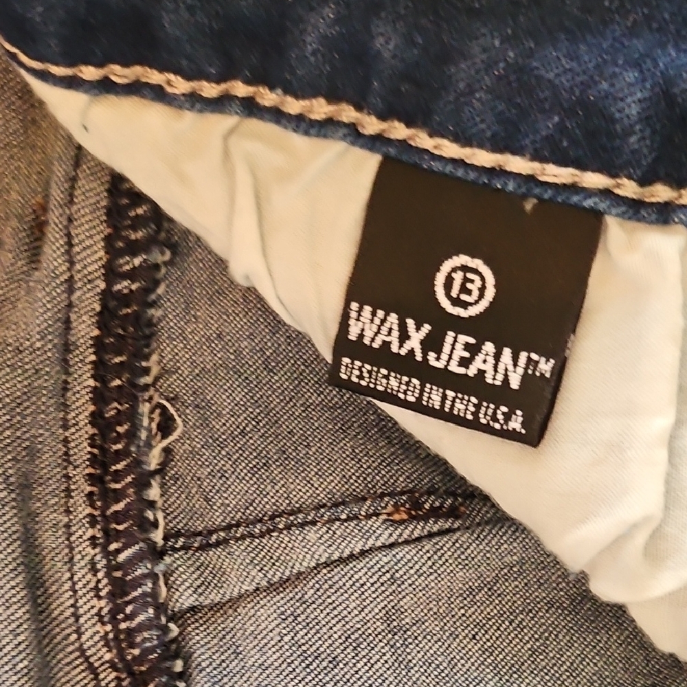 Wax Jean-Butt,I Love You-  Distressed Blue Jeans - Picture 5 of 10